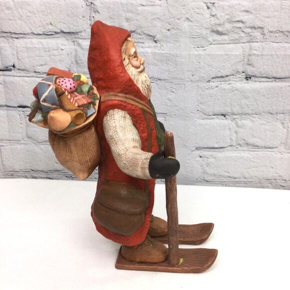 Norwegian Vintage Kimple Santa on Skis Ceramic Hand Painted Collectible Santa - Picture 5 of 16